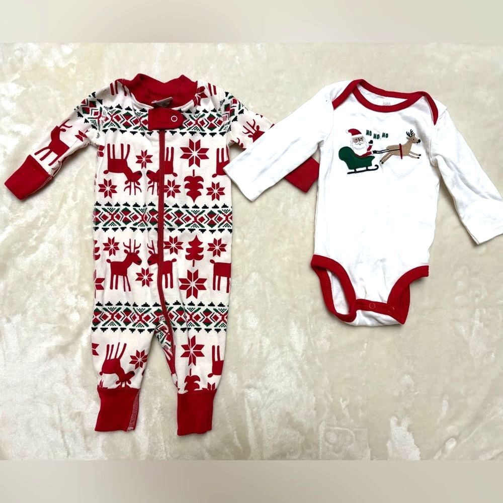 Hanna Andersson Carters Christmas Baby Sleeper Bundle Hat 7-Piece Lot Newborn 3M - Picture 4 of 7